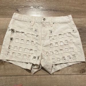 Good American new creme shorts distressed partial tags cutouts6/28